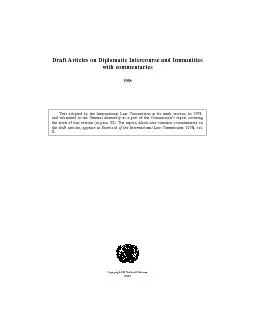 Draft Articles on Diplomatic Intercourse and Immunities 1958