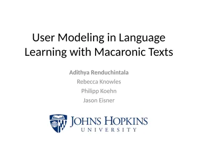 User Modeling in Language Learning with Macaronic