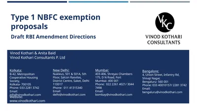 Type 1 NBFC exemption proposals Draft RBI