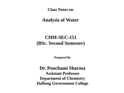 CHM-SEC-151 (BSc. Second Semester) Class Notes on
