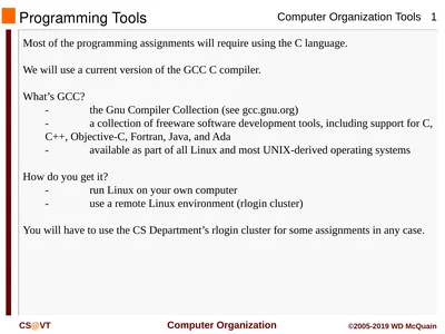 Programming Tools Most of the programming