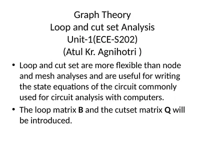 Graph Theory Loop and cut set Analysis