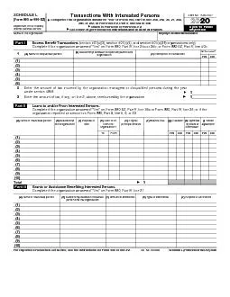 SCHEDULE L Form  or EZ Department of the Treasury Internal Revenue Service Transactions With Interested Persons Complete if the organization answered Yes on Form  Part IV line a b   a b or c or Form E