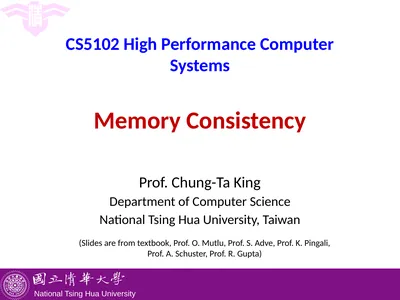 CS5102 High Performance Computer Systems Memory