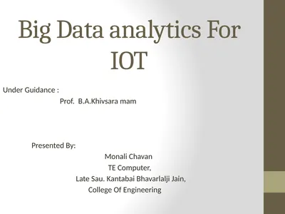 Big Data analytics For IOT Under Guidance : Prof.