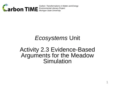 Ecosystems Unit Activity 2.3 Evidence-Based