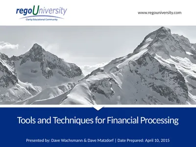 Tools and Techniques for Financial Processing