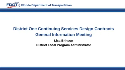 District One Continuing Services Design Contracts