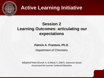Session 2 Learning Outcomes: articulating our