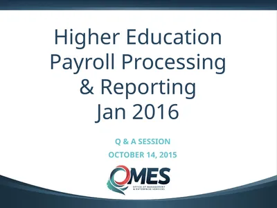 0 Higher Education Payroll Processing & Reporting
