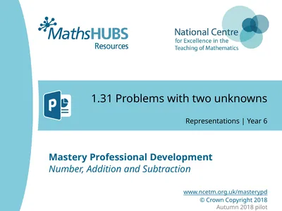 1.31 Problems with two unknowns Representations |