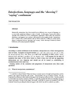 Interjections, language and the ‘showing’/TIM WHARTON