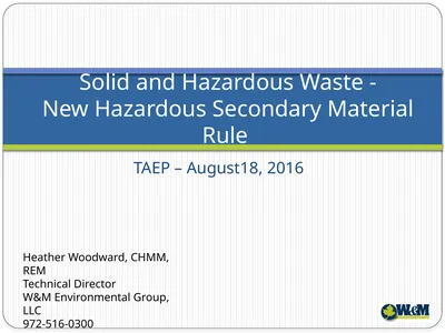 Solid and Hazardous Waste - New Hazardous