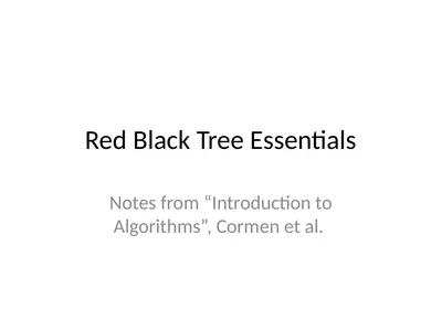 Red Black Tree Essentials Notes from “Introduction