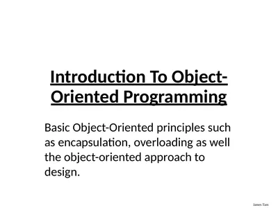 Introduction To Object-Oriented Programming Basic