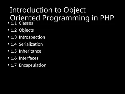 Introduction to Object Oriented Programming in PHP