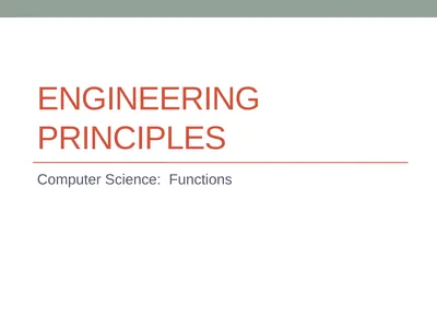 Engineering Principles Computer Science: Functions