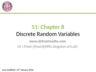 S1: Chapter 8 Discrete Random Variables