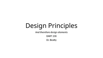 Design Principles And therefore design elements
