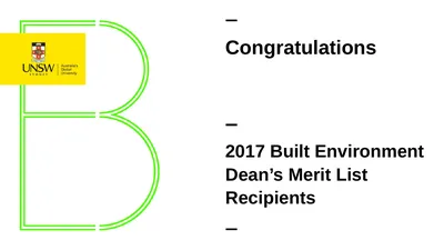 Congratulations 2017 Built Environment Dean’s