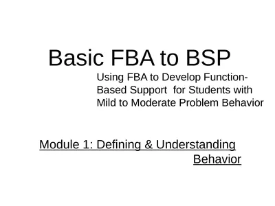 Basic FBA to BSP Using FBA to Develop
