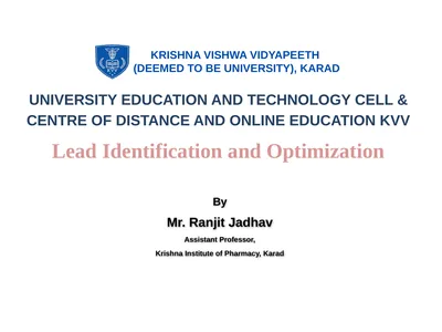Lead Identification and Optimization UNIVERSITY