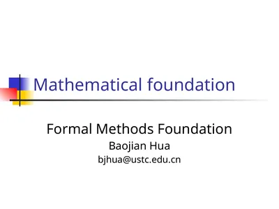 Mathematical foundation Formal Methods Foundation