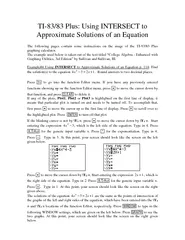 TI-83/83Plus:UsingINTERSECTtoApproximateSolutionsofanEquationThefollow