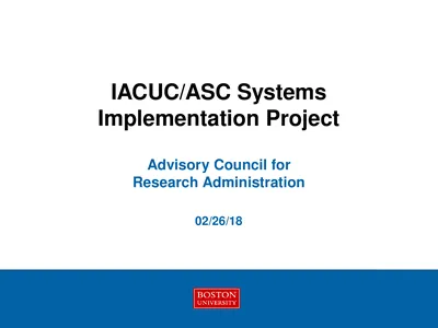 IACUC/ASC Systems Implementation Project Advisory