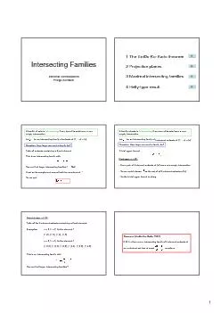 1Intersecting FamiliesExtremal CombinatoricsPhilipp Zumstein1 The Erd