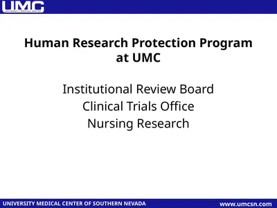 Human Research Protection Program at UMC
