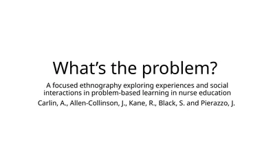 What’s the problem? A focused ethnography