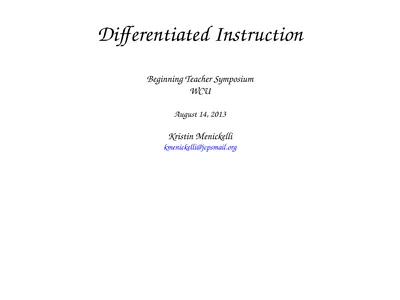 Differentiated Instruction Beginning Teacher
