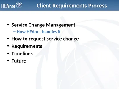 Client Requirements Process Service Change
