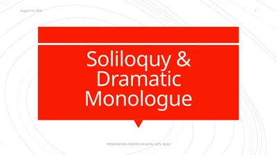 Soliloquy & Dramatic Monologue 7 December 2020