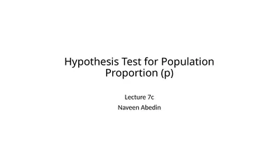 Hypothesis Test for Population Proportion (p)