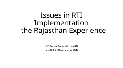 Issues in RTI Implementation - the Rajasthan