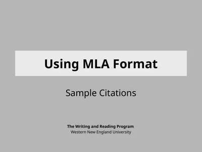 Using MLA Format Sample Citations The Writing and