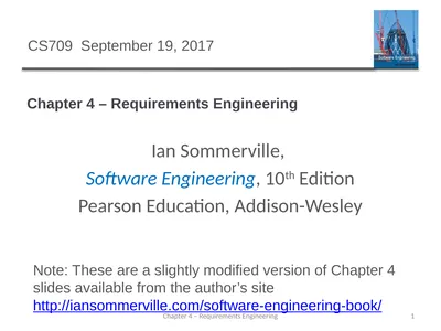 Chapter 4 – Requirements Engineering Chapter 4 –