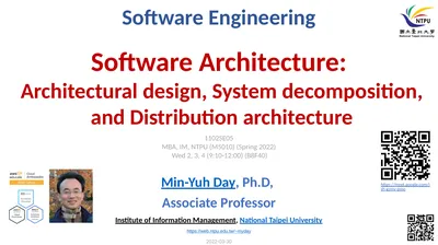 Software Architecture: Architectural design,
