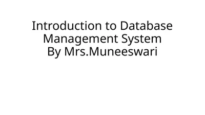 Introduction to Database Management System By