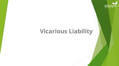 Vicarious Liability Learning Objectives By the end