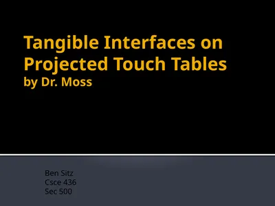 Tangible Interfaces on Projected Touch Tables by