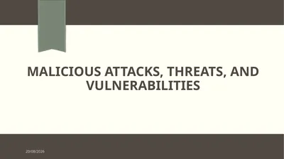 Malicious Attacks, Threats, and Vulnerabilities