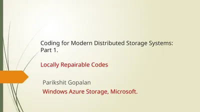 Coding for Modern Distributed Storage Systems: