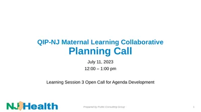 QIP-NJ Maternal Learning Collaborative Planning