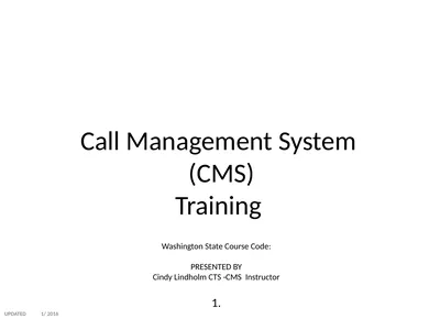 Call Management System (CMS) Training Washington