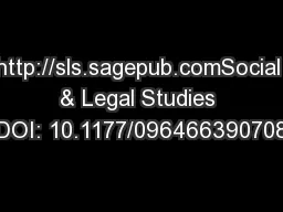 http://sls.sagepub.comSocial & Legal Studies DOI: 10.1177/096466390708