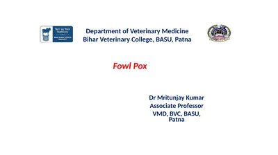 Fowl Pox Dr Mritunjay Kumar Associate Professor
