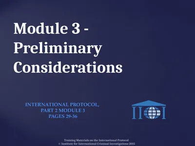 Module 3 -Preliminary Considerations Training